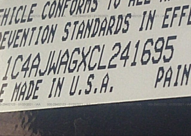 1C4AJWAGXCL241695 2012 JEEP WRANGLER