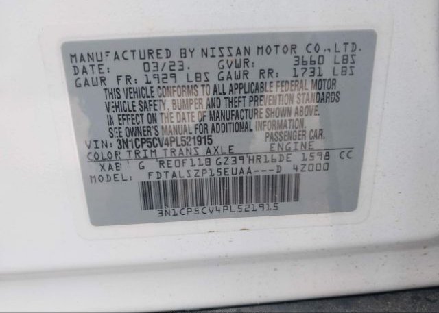 2023 NISSAN KICKS(VIN: 3N1CP5CV4PL521915