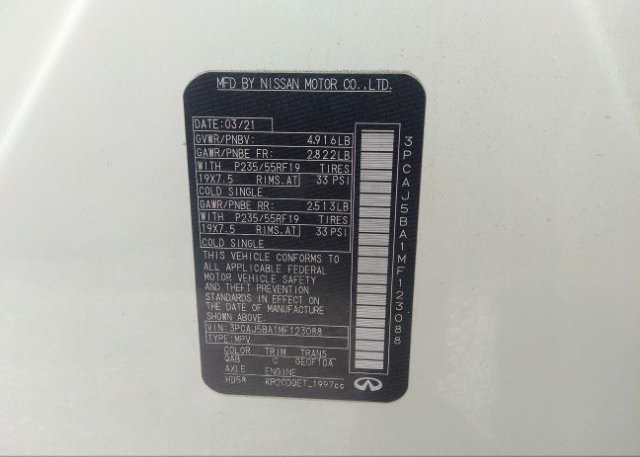2021 INFINITI QX50(VIN: 3PCAJ5BA1MF123088
