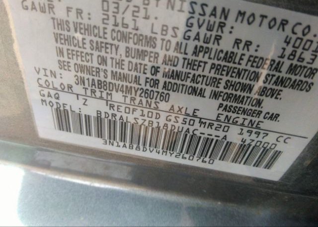 2021 NISSAN SENTRA(VIN: 3N1AB8DV4MY260760