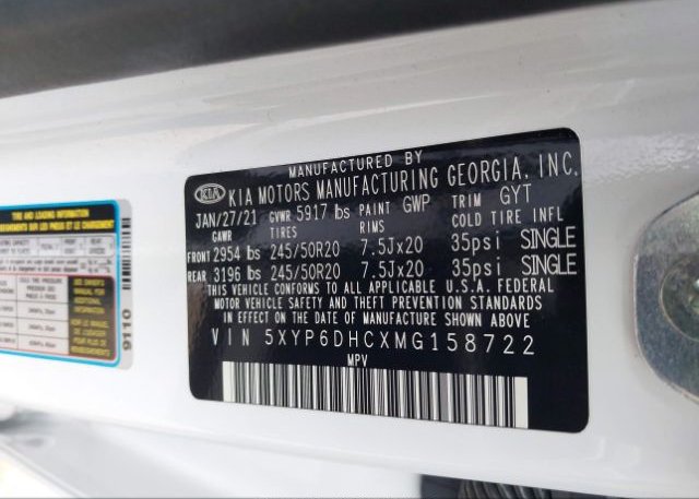2021 KIA TELLURIDE(VIN: 5XYP6DHCXMG158722