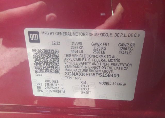 2023 CHEVROLET EQUINOX(VIN: 3GNAXKEG5PS158409