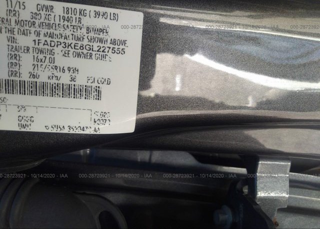 1FADP3KE8GL227555 2016 FORD FOCUS