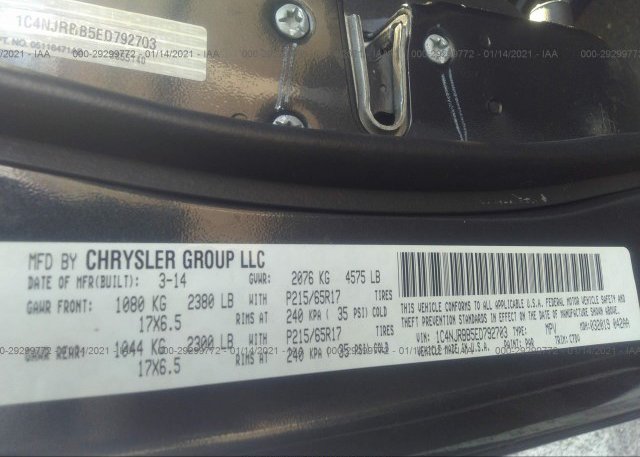 1C4NJRBB5ED792703 2014 JEEP PATRIOT