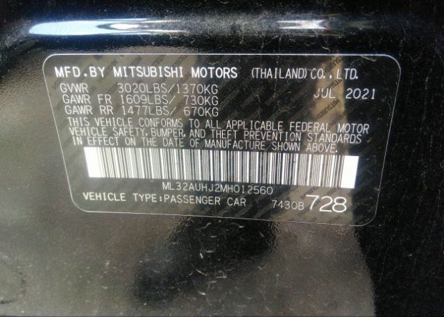 2021 MITSUBISHI MIRAGE(VIN: ML32AUHJ2MH012560