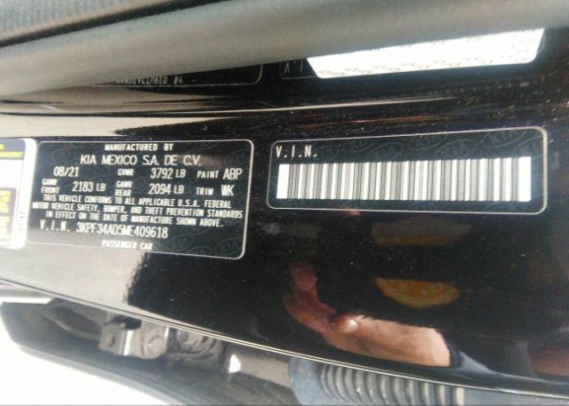 2021 KIA FORTE(VIN: 3KPF34AD5ME409618