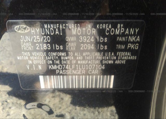 KMHD74LF1LU107104 2020 HYUNDAI ELANTRA