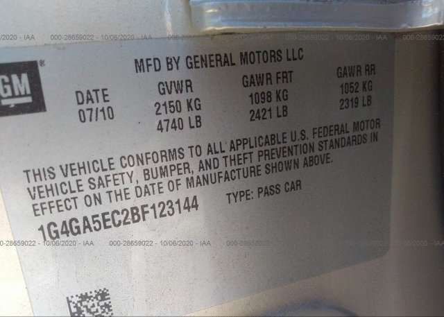 1G4GA5EC2BF123144 2011 BUICK LACROSSE