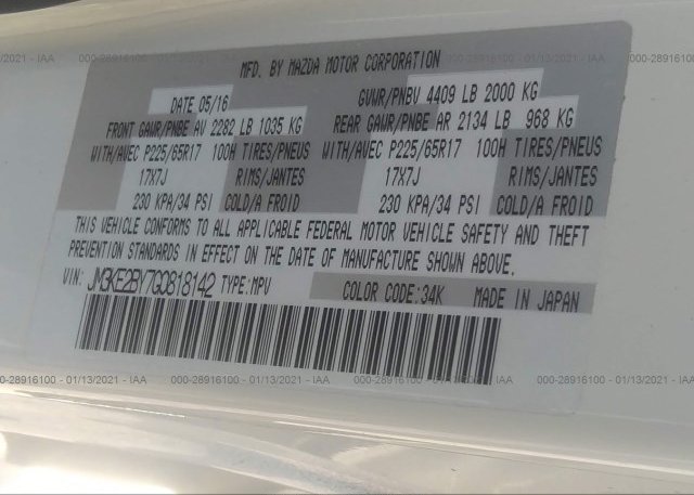JM3KE2BY7G0818142 2016 MAZDA CX-5