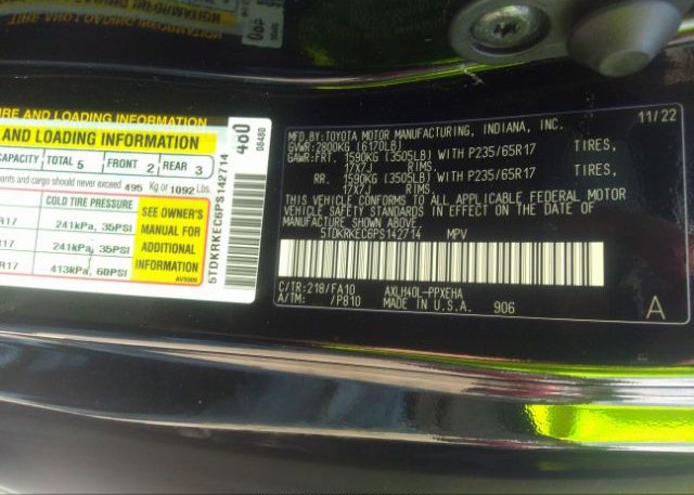2023 TOYOTA SIENNA(VIN: 5TDKRKEC6PS142714