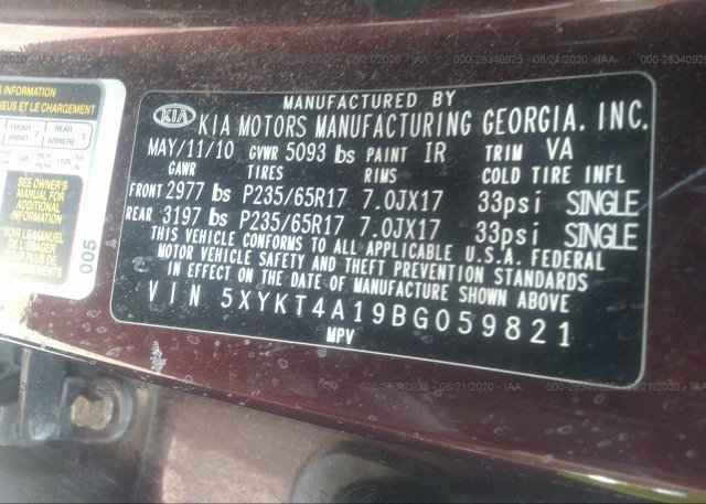 5XYKT4A19BG059821 2011 KIA SORENTO