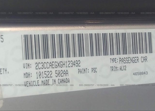 2C3CCAEGXGH123492 2016 CHRYSLER 300