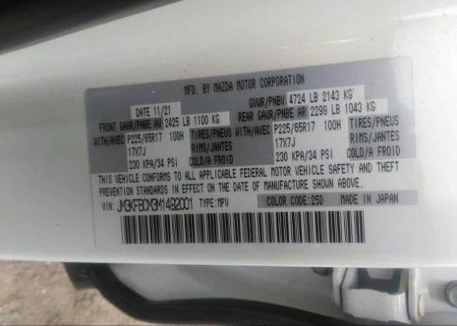 2021 MAZDA CX-5(VIN: JM3KFBCM3M1492001