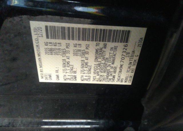 2021 NISSAN ROGUE(VIN: 5N1AT3BA9MC707326