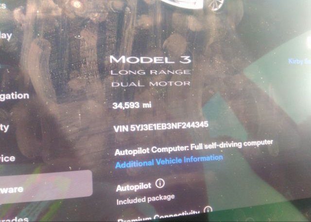 2022 TESLA MODEL 3(VIN: 5YJ3E1EB3NF244345