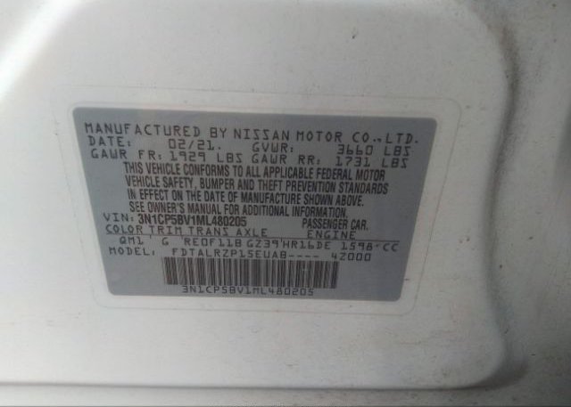 2021 NISSAN KICKS(VIN: 3N1CP5BV1ML480205