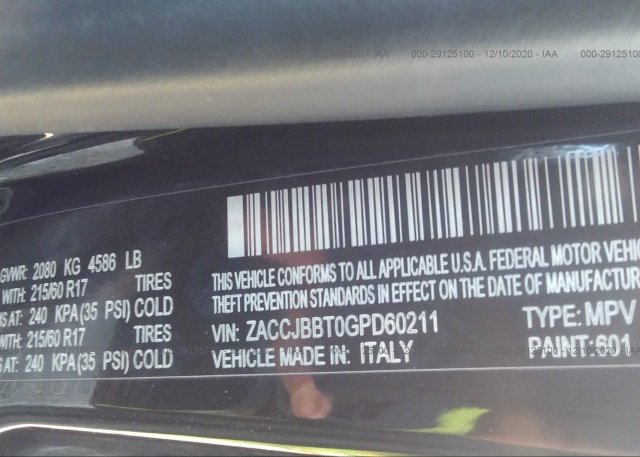 ZACCJBBT0GPD60211 2016 JEEP RENEGADE