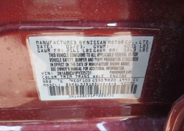 2023 NISSAN SENTRA(VIN: 3N1AB8CV1PY225731