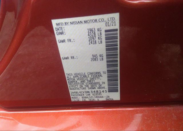 2021 NISSAN ALTIMA(VIN: 1N4BL4CV3MN348145