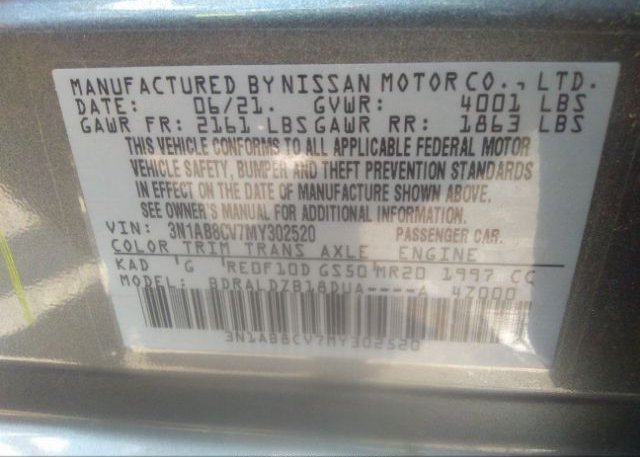 2021 NISSAN SENTRA(VIN: 3N1AB8CV7MY302520