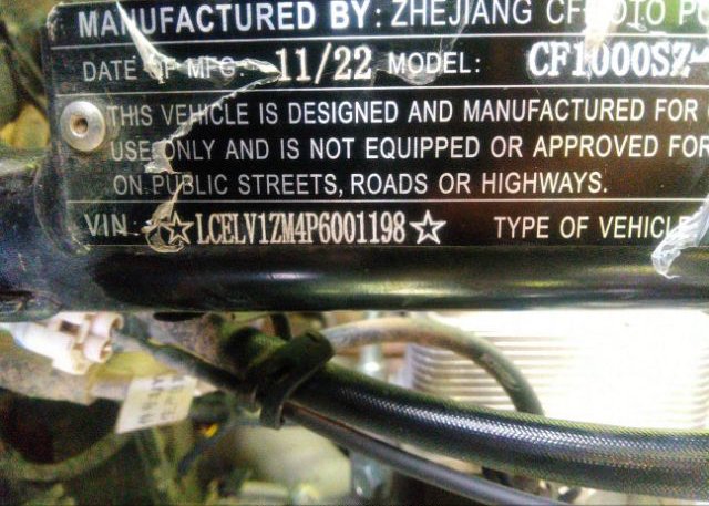 2023 CF MOTO ZFORCE 950(VIN: LCELV1ZM4P6001198