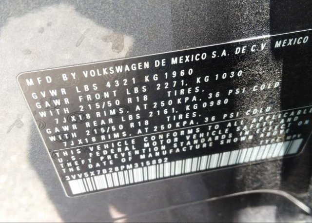 2023 VOLKSWAGEN TAOS(VIN: 3VVSX7B28PM315892