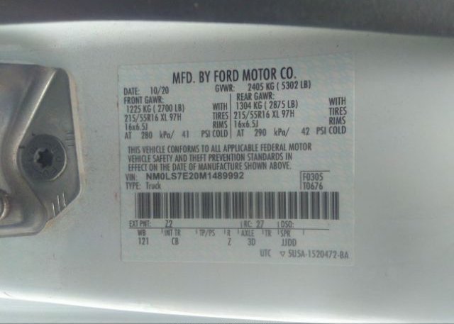 2021 FORD TRANSIT CONNECT VAN(VIN: NM0LS7E20M1489992