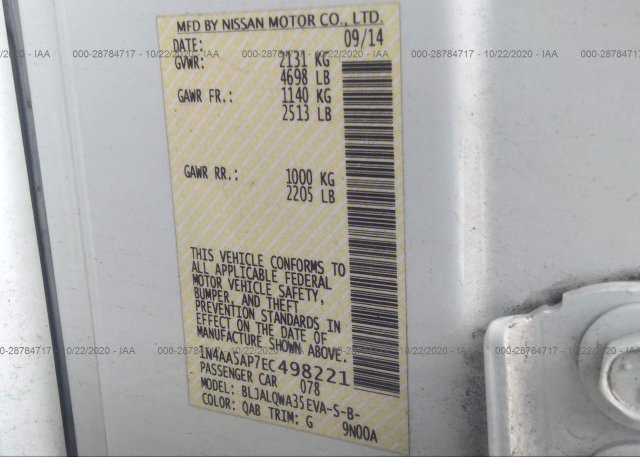 1N4AA5AP7EC498221 2014 NISSAN MAXIMA