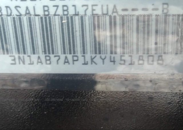 3N1AB7AP1KY451808 2019 NISSAN SENTRA