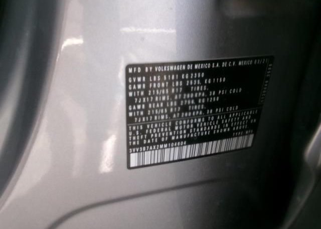 2021 VOLKSWAGEN TIGUAN(VIN: 3VV3B7AX2MM104604