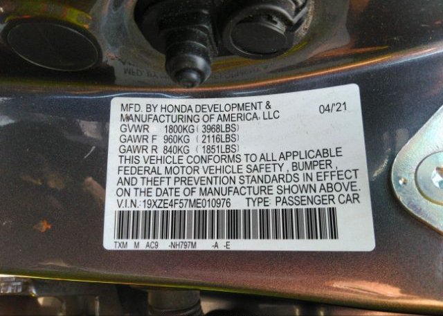 2021 HONDA INSIGHT(VIN: 19XZE4F57ME010976