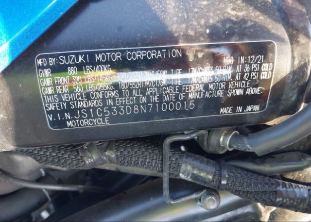 2022 SUZUKI GSX-S750(VIN: JS1C533D8N7100015