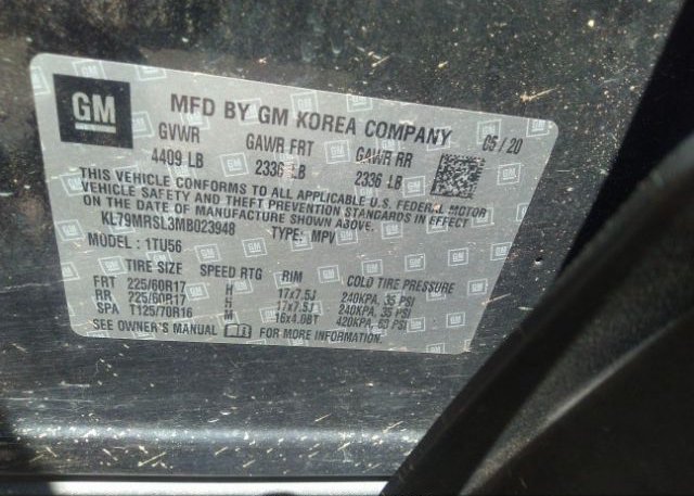 2021 CHEVROLET TRAILBLAZER(VIN: KL79MRSL3MB023948