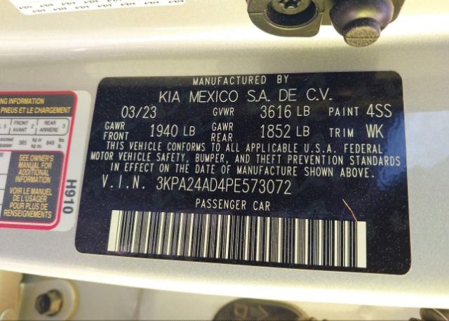 2023 KIA RIO(VIN: 3KPA24AD4PE573072