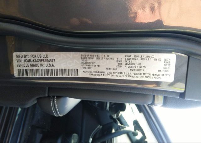 2023 JEEP GRAND CHEROKEE L(VIN: 1C4RJKAG9P8104977