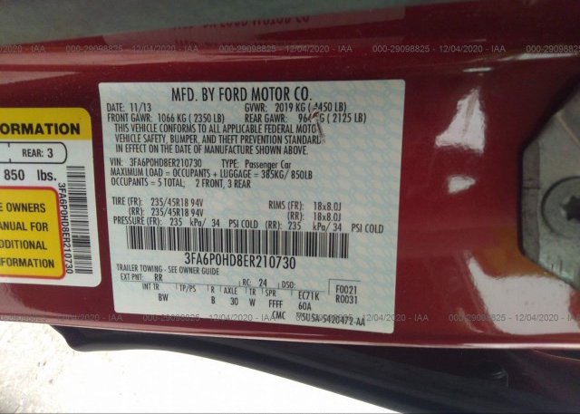 3FA6P0HD8ER210730 2014 FORD FUSION