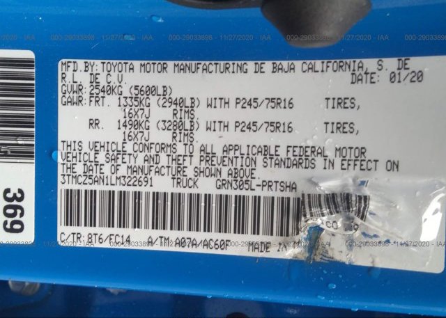 3TMCZ5AN1LM322691 2020 TOYOTA TACOMA 4WD