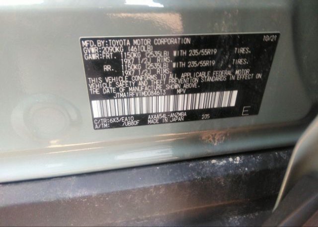 2021 TOYOTA RAV4(VIN: JTMA1RFV1MD084613