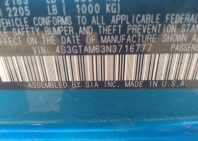 2022 SUBARU IMPREZA(VIN: 4S3GTAM63N3716777