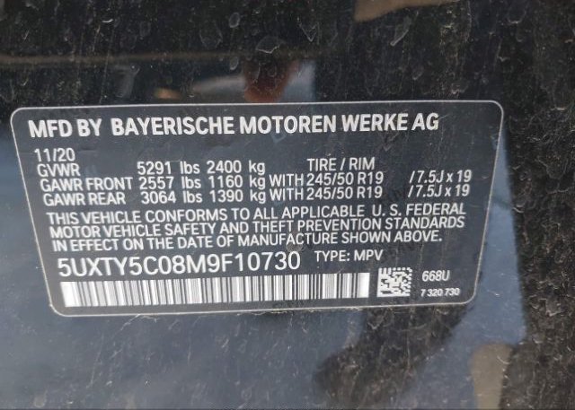 2021 BMW X3(VIN: 5UXTY5C08M9F10730