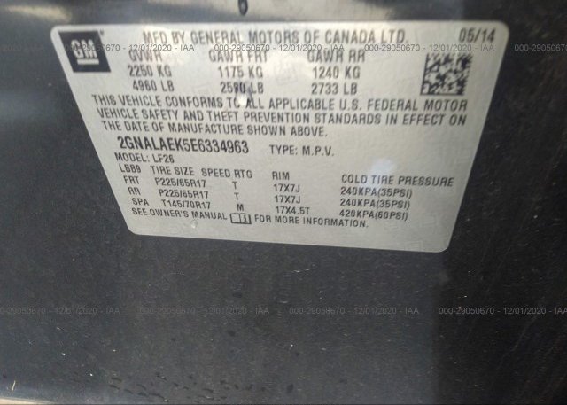 2GNALAEK5E6334963 2014 CHEVROLET EQUINOX