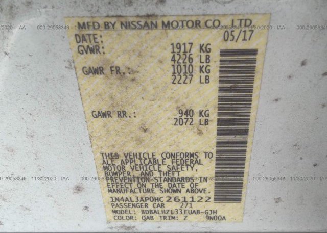 1N4AL3AP0HC261122 2017 NISSAN ALTIMA