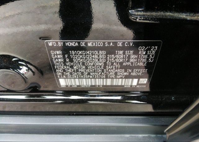 2023 HONDA HR-V(VIN: 3CZRZ1H35PM735706
