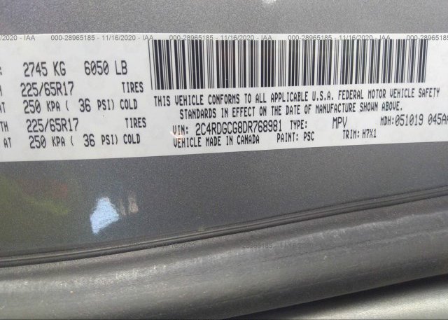 2C4RDGCG8DR768981 2013 DODGE GRAND CARAVAN