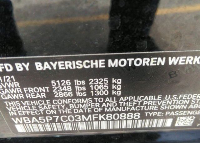 2021 BMW 3 SERIES(VIN: WBA5P7C03MFK80888