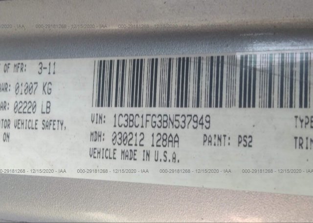 1C3BC1FG3BN537949 2011 CHRYSLER 200