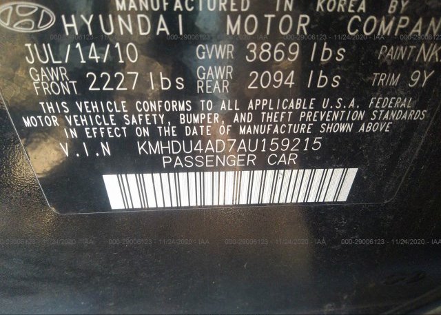 KMHDU4AD7AU159215 2010 HYUNDAI ELANTRA