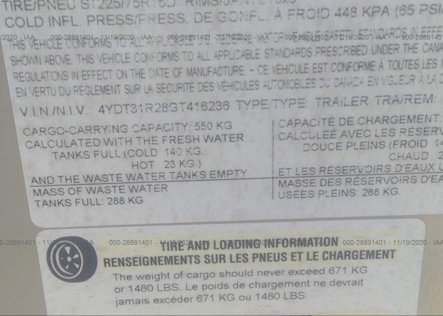 4YDT31R28GT416236 2016 KEYSTONE RV PASSPORT