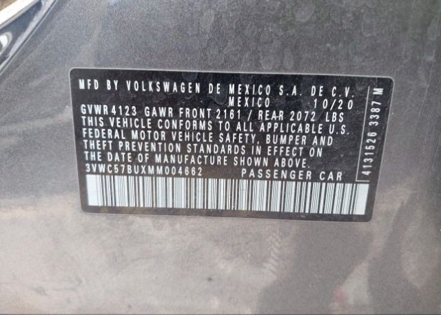 2021 VOLKSWAGEN JETTA(VIN: 3VWC57BUXMM004662