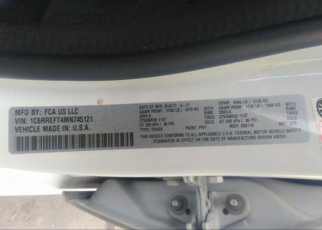 2021 RAM 1500(VIN: 1C6RREFT4MN745121